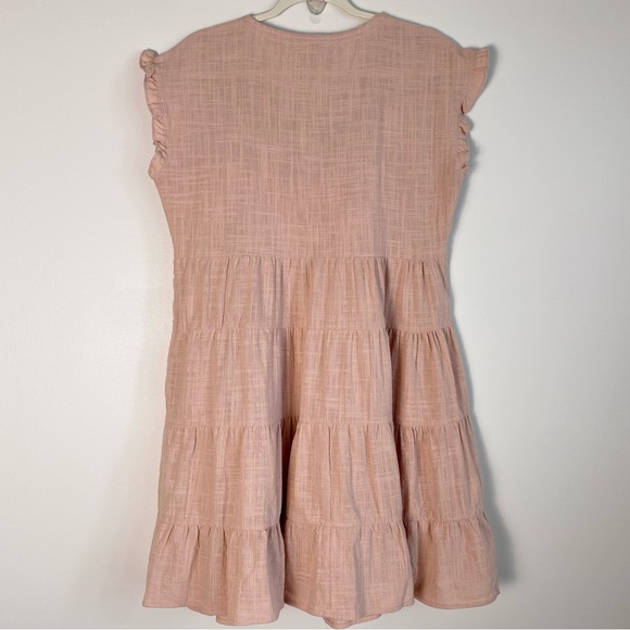 Knox Rose Embroidered Pink Babydoll A-Line Dress Small Tiered Floral Bohemian - Picture 6 of 8